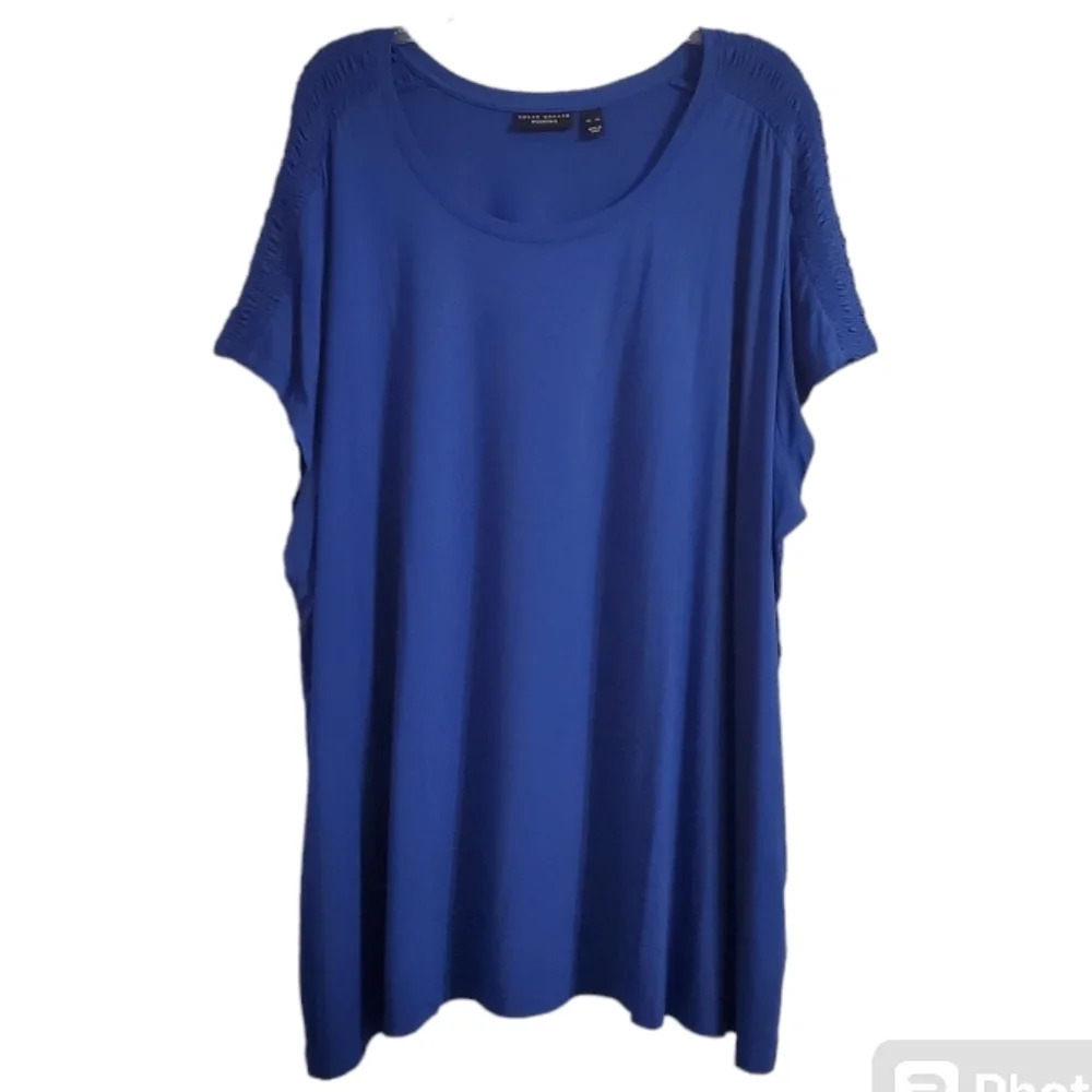 Susan Graver Weekend Women's Smocked Shoulders Blouse Top 4X